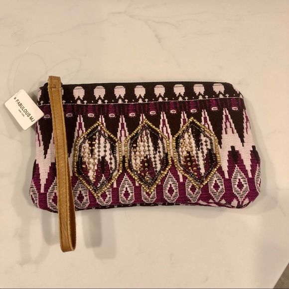 Beaded Canvas Wristlet - Picture 4 of 5